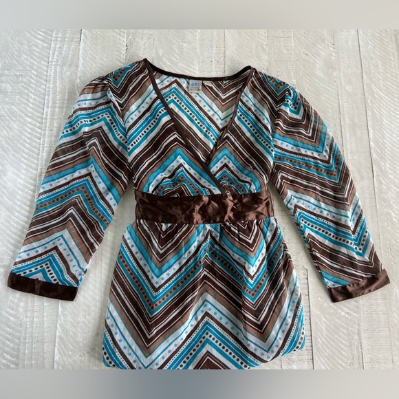 Women’s Vintage Y2K babydoll Fairygoth Teal and Chocolate shear Top size small - Picture 2 of 7